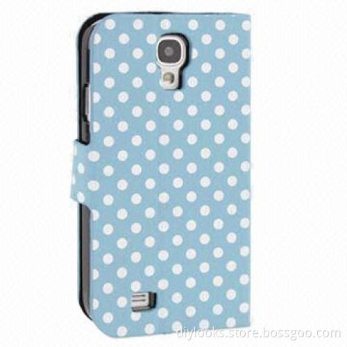 Baby Blue and White Dots Pattern Magnetic Horizontal Flip Leather Case